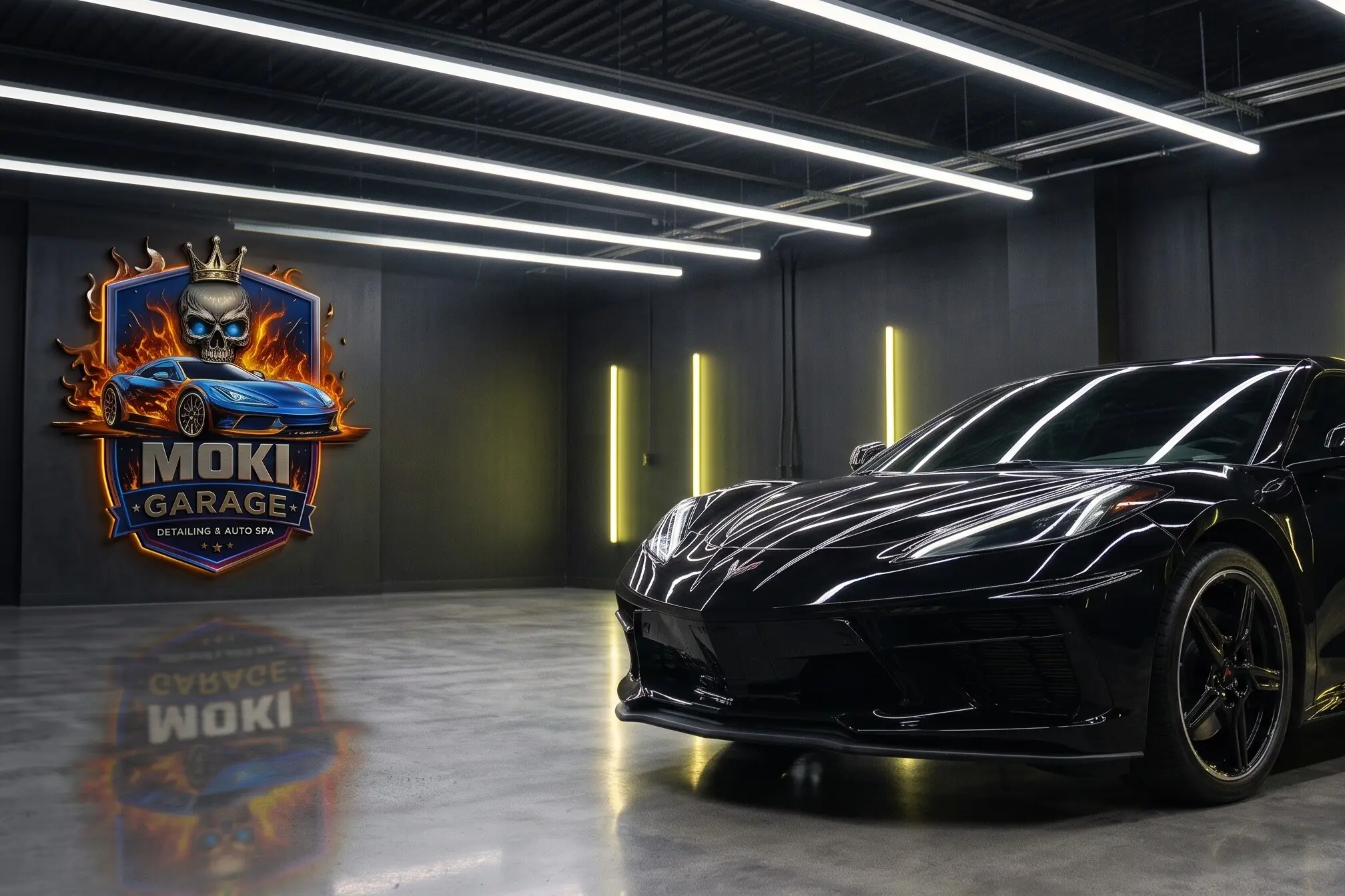 Corvette po detailingu w studio Moki Garage